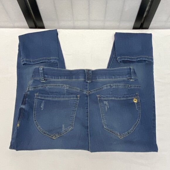 Democracy Mid Rise Ab-solution Ankle Skimmer Denim Blue Jeans Gold Buttons 10 - Picture 10 of 16